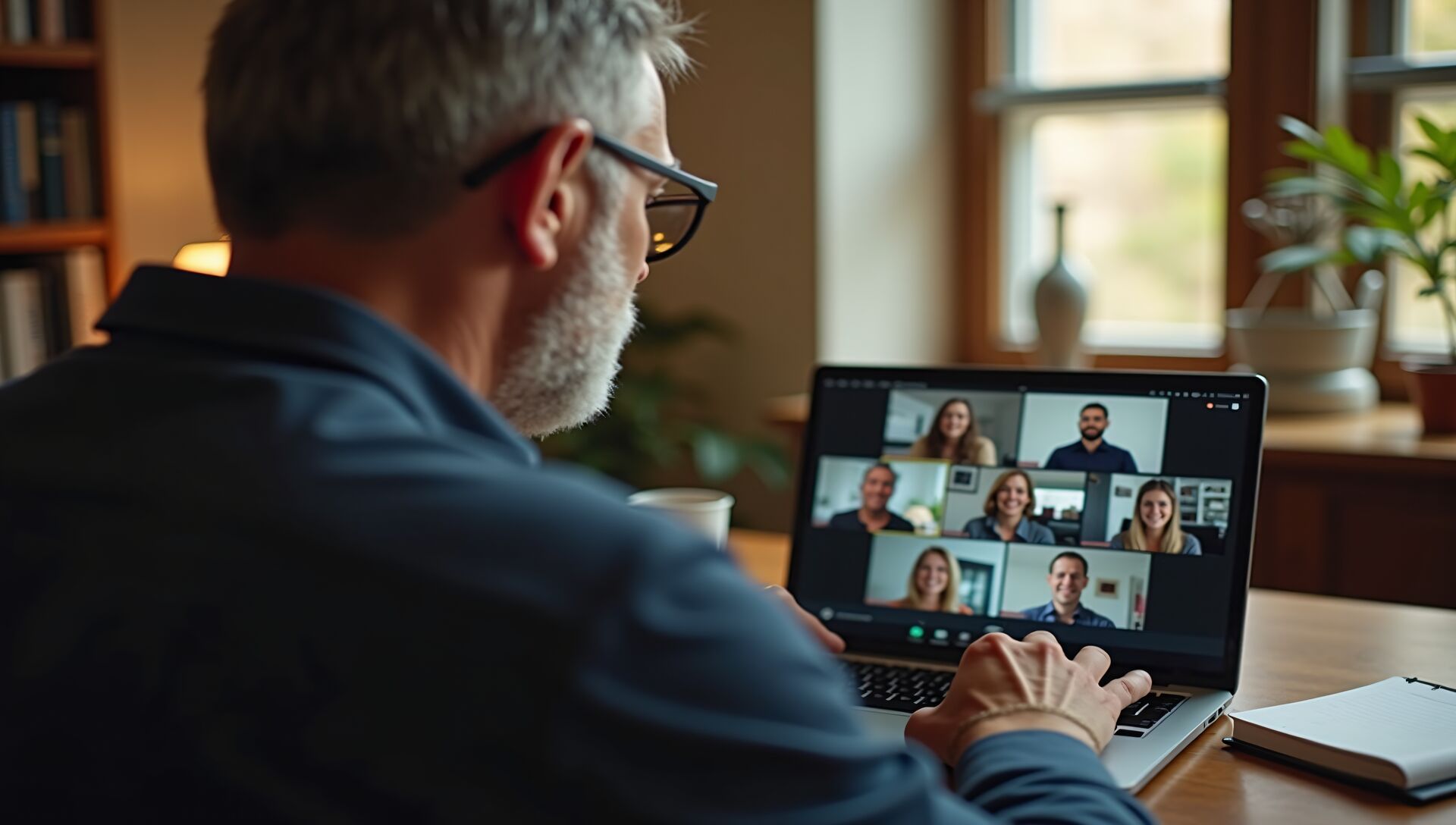 A student on a live video training call